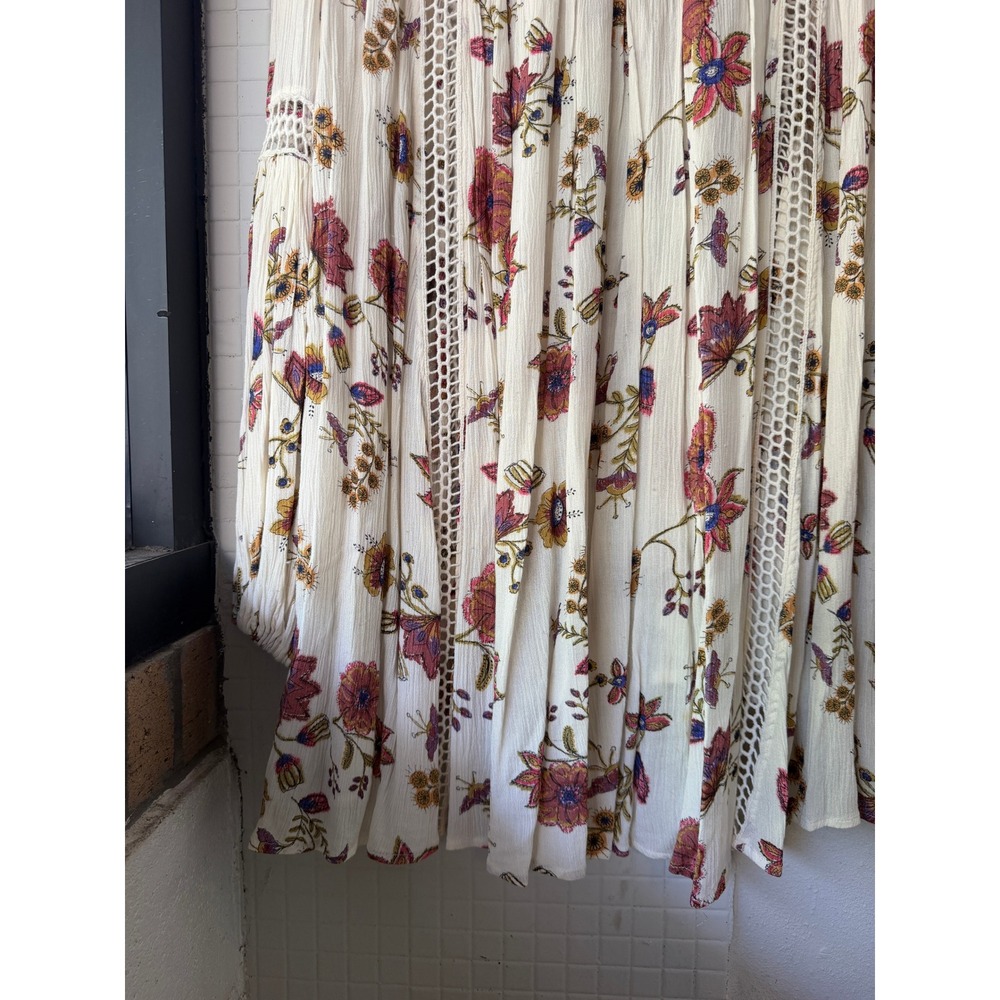 Free People Just The Two Of Us Mixed Printed Tunic M Floral Boho Rayon - Picture 8 of 10